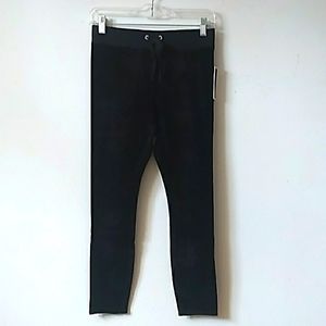 NWT Juicy Couture Black Label black velour rodeo drive ultra slim leggings S